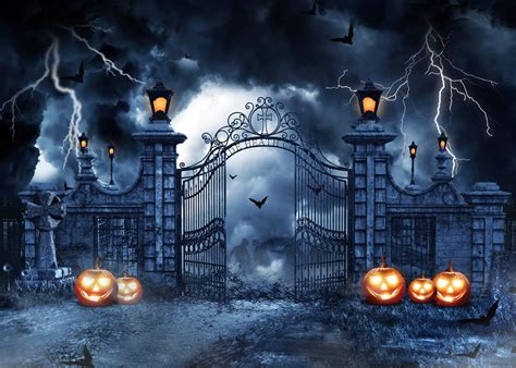 Amazon SJOLOON Scary Halloween Backdrop Pumpkin Photo Background