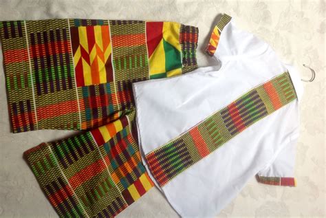 African Kente Boy's Outfit of White Trimmed Shirt and - Etsy