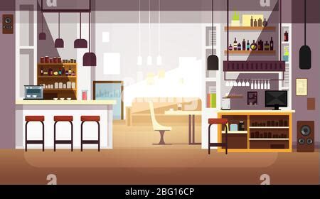 Coffee Shop Interior Flat Color Vector Illustration Stock Vector Image