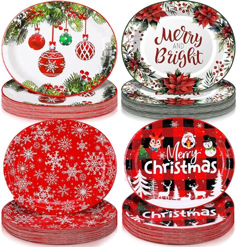 Amazon Lemosae Count Christmas Oval Paper Plates Platter Bulk