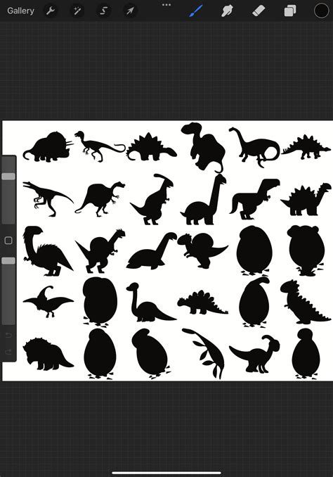 Cartoon Dinosaurs Silhouette Set 3 Procreate Brush Stamps