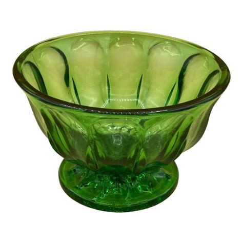 Anchor Hocking Dining Anchor Hocking Forest Green Glass Pedestal Bowl Dish Vintage Poshmark