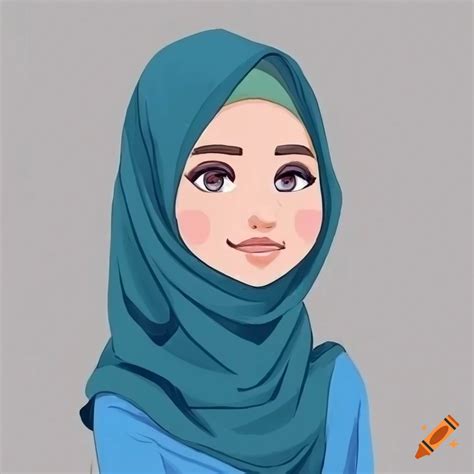 Illustration Of A Muslim Woman In Green Hijab Welcoming A Client With A