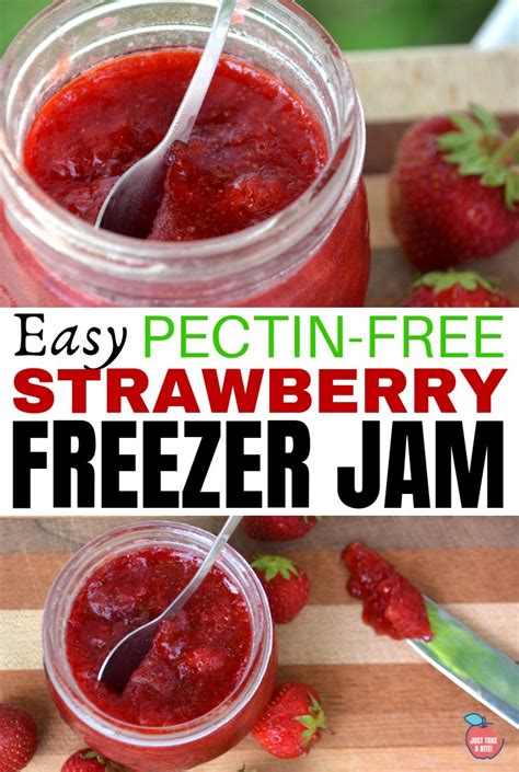 Pectin Free Easy Strawberry Freezer Jam Just Take A Bite