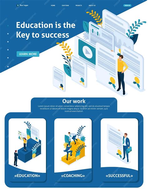 Premium Vector | Isometric landing page conceptual education and