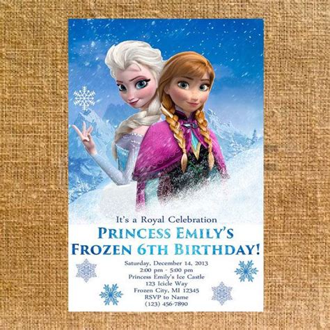 Frozen Birthday Party Invite Digital File Etsy Frozen Birthday