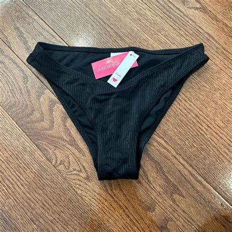 Black Ribbed Bikini Bottoms Depop