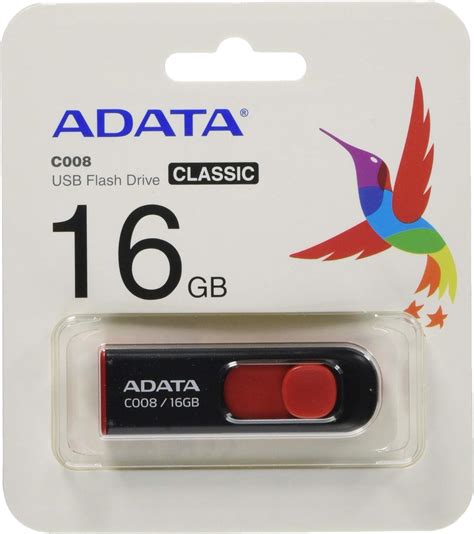 Adata Gb Memoria Flash Usb Deslizable Color Negro Con Rojo