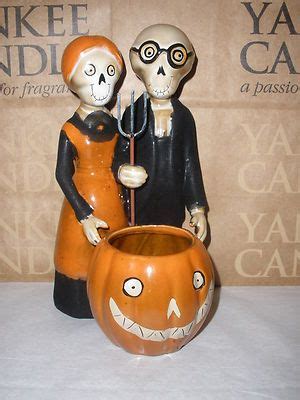 Yankee Candle Boney Bunch Gothic Farmer Couple Pumpkin Votive Holder