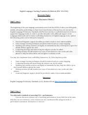 ESL Topic Discussion Week 2 6 Docx English Languages Teaching