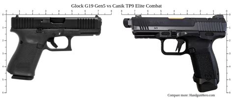 Glock G19 Gen5 Vs Canik TP9 Elite Combat Size Comparison Handgun Hero