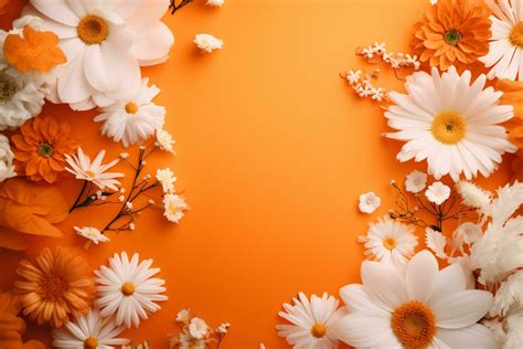 Blossoms in Orange White and Orange Flowers on an Orange Background ...