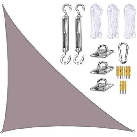 Triangle De Voile D Ombrage Avec Kit De Fixation Pour Jardin Ext Rieur