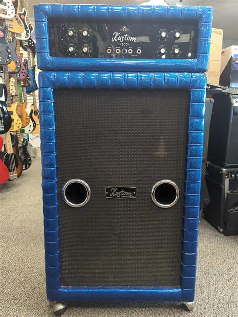 Kustom 200 Bass Amp And Cabinet Blue Sparkle 2x15 Vintage Reverb