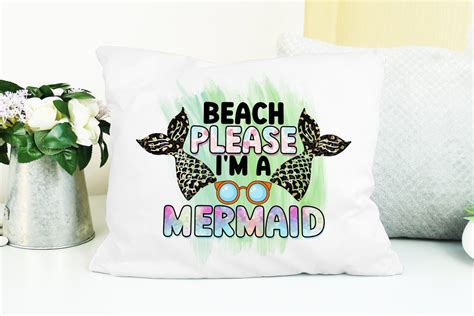 Beach Please I M A Mermaid Colourful Fun Summer Cushion Etsy