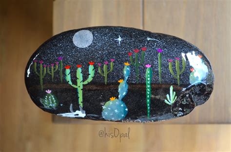 Painted Rock Desert Cactus Rock Hand Painted Rock Southwestern