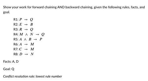 Solved Show Your Work For Forward Chaining AND Backward Chegg