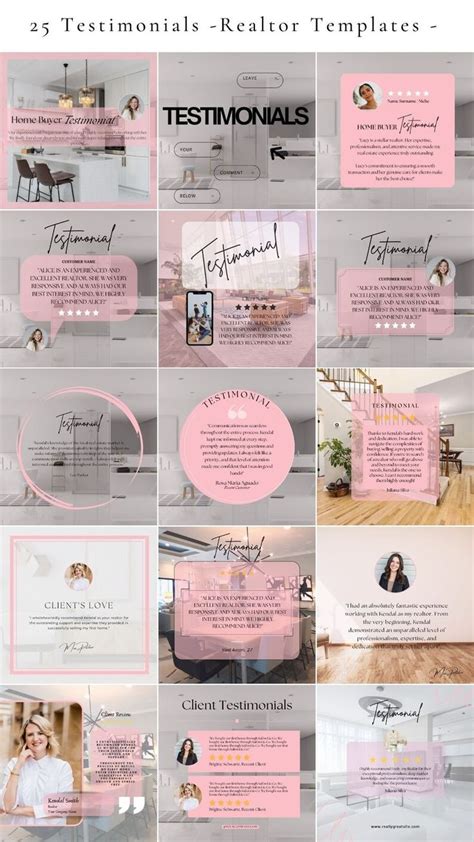 Pink Client Testimonial Instagram Posts Real Estate Social Etsy Uk In