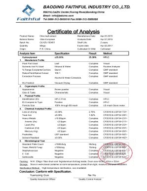 Fillable Online Certificate Of Analysis Global Sources Fax Email