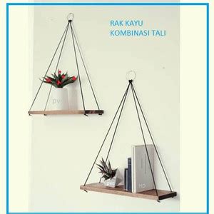 Jual Rak Kayu Gantung Kombinasi Tali Minimalis KAYU 35CM TALI Kota