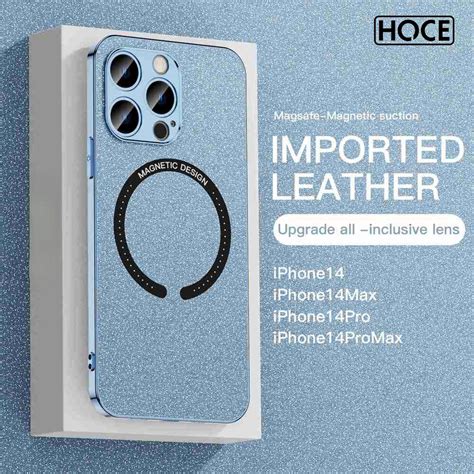 HOCE Ốp Nam Châm Magsafe Mạ Điện Bằng Da Cho iPhone 14 13 12 11 Pro Max