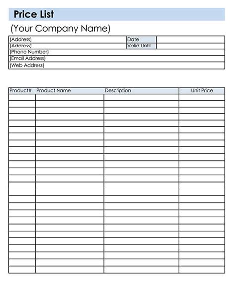 Excel Price List Template How To Create Price List Template In Excel ...