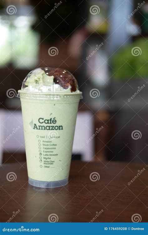 Bangkok Thailand March 22 2020 Milk Green Tea Frappe Topping With