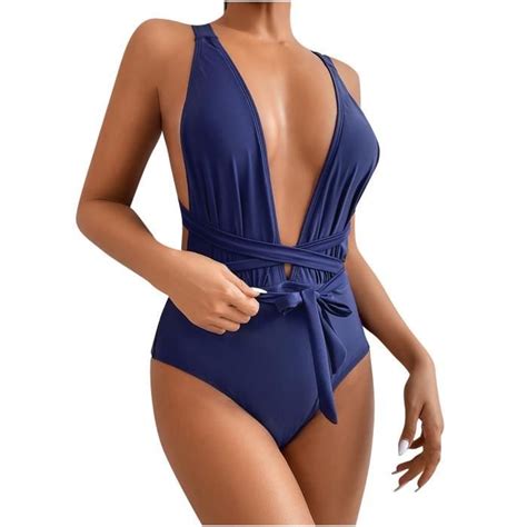 Lukcolor Maillot de bain bikini une pièce rembourré grande taille pour