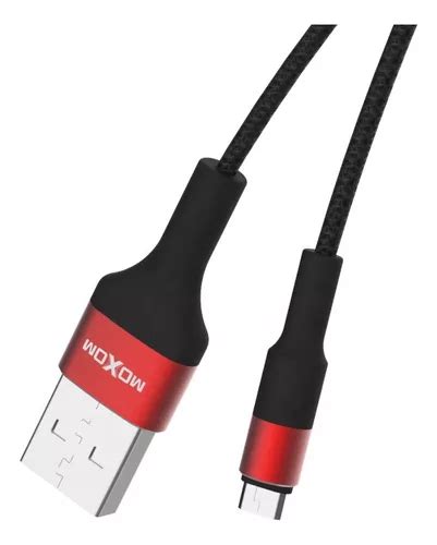 Cabo Moxom Cable Micro Usb Preto Vermelho Entrada Usb A Macho Sa Da