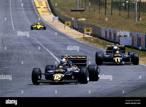 Nigel Mansell Gbr Lotus T Renault Leads Teammate Elio De Angelis