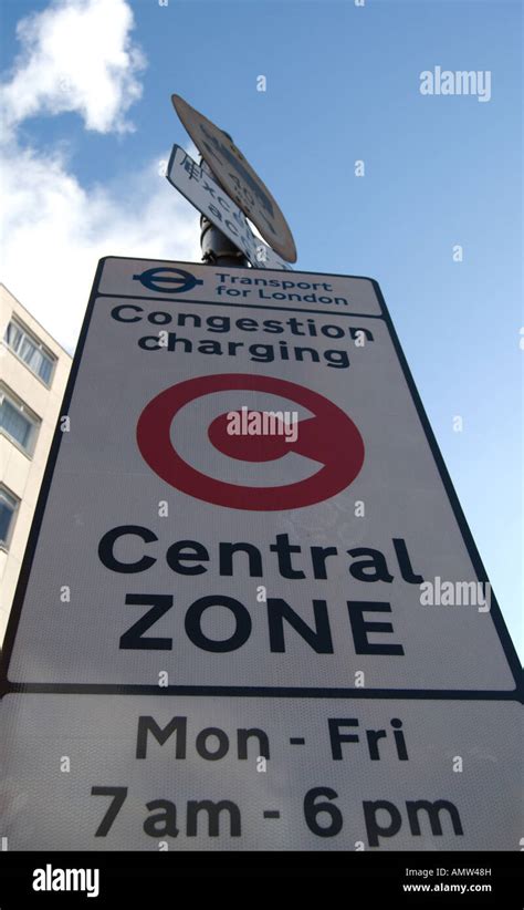 Road Sign Indicating Londons Central Zone Congestion Charge Area And