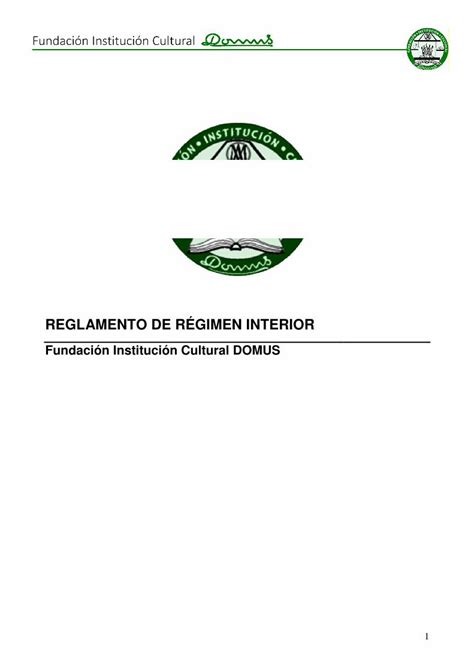 Pdf Reglamento De R Gimen Interior Fundaci N Domus Marco Para