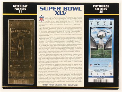 Commemorative Super Bowl Xlv Scorecard With Kt Gold Ticket Pristine