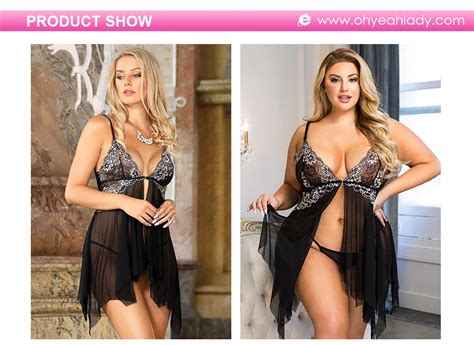 Ohyeah Floral Lace Sheer Mesh Transparent Plus Size Lingerie Sets Elegant Sexy Lingeries For Women