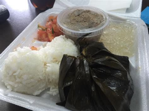 Must Try Local Foods On Kauai Pictured Is The Lau Lau Plate From