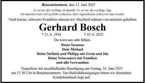 Traueranzeigen Von Gerhard Bosch Augsburger Allgemeine Zeitung