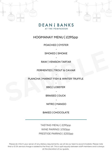 HOGMANAY MENU — Dean Banks