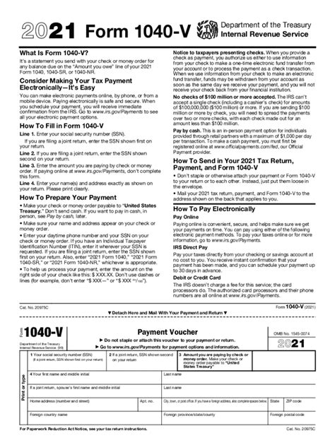 2021 Form 1040 V Fill Out And Sign Online Dochub