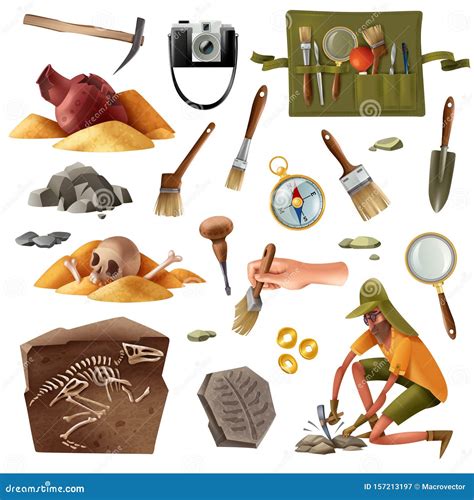 Archeology Essential Elements Set Stock Vector Illustration Of Design