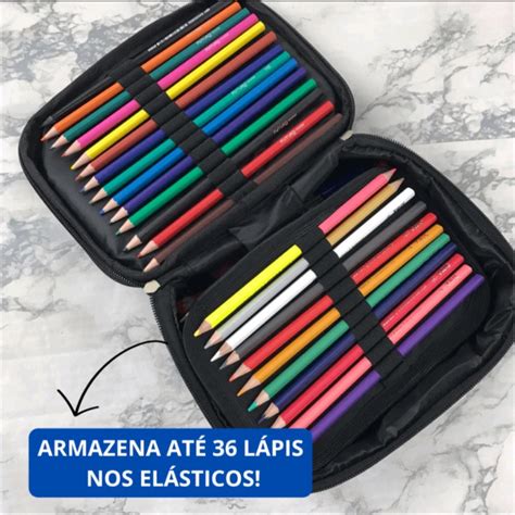 Estojo Box Femenino Masculino Alça 100 Pens Divisória