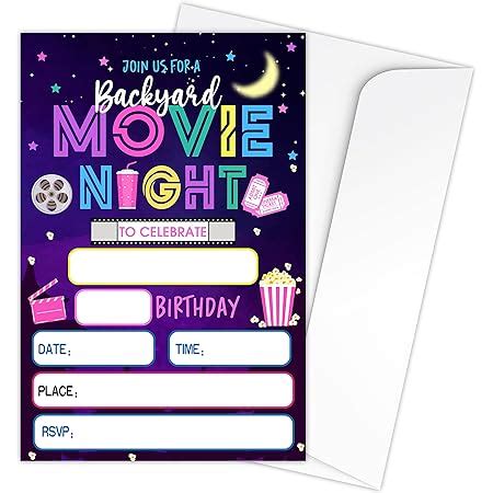 Amazon Zodvery Movie Night Birthday Party Invitations Cards