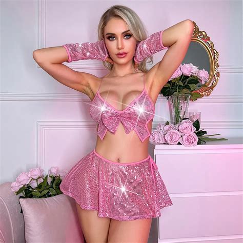 New Valentines Day Bow Glitter Beaded Nightclub Set With Sexy Lingerie Lingerie And Bra Price