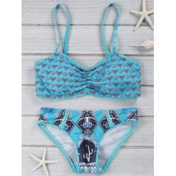 17 OFF 2025 Women S Chic Blue Print Bikini Suit Swimwear In TURQUOISE DressLily
