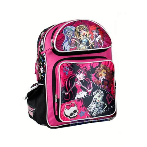 Monster High Small Backpack Pink And Black Skulls New School Bag