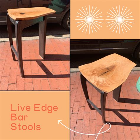 Modern Series Live Edge Bar Stools Customizable Black Locust