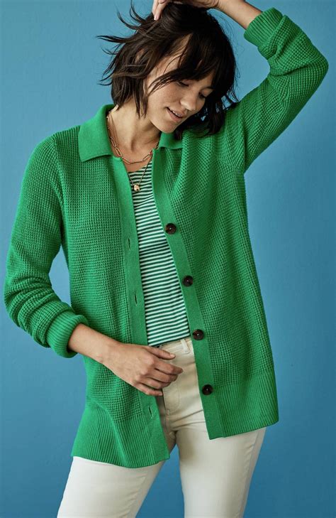 Jjill Jjill Collared Button Front Textured Cardi In Sweet Grass Modesens