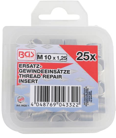 BGS 9428 1 Ersatz Gewindeeinsätze M10 x 1 25 mm 25 teilig Fluid