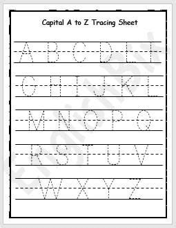 Capital Letters A to Z Tracing Worksheet - EnglishBix