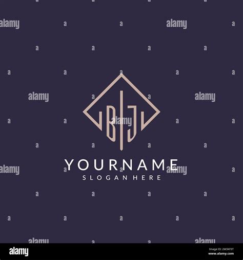 Bj Initial Monogram Logo With Rectangle Style Design Ideas Stock Vector