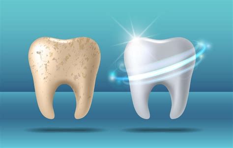 Premium Vector Teeth Whitening 3d Concept Comparison Of Clean And